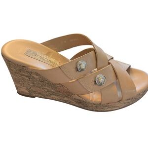 BRIGHTON Tan Derby Wedge Sandals